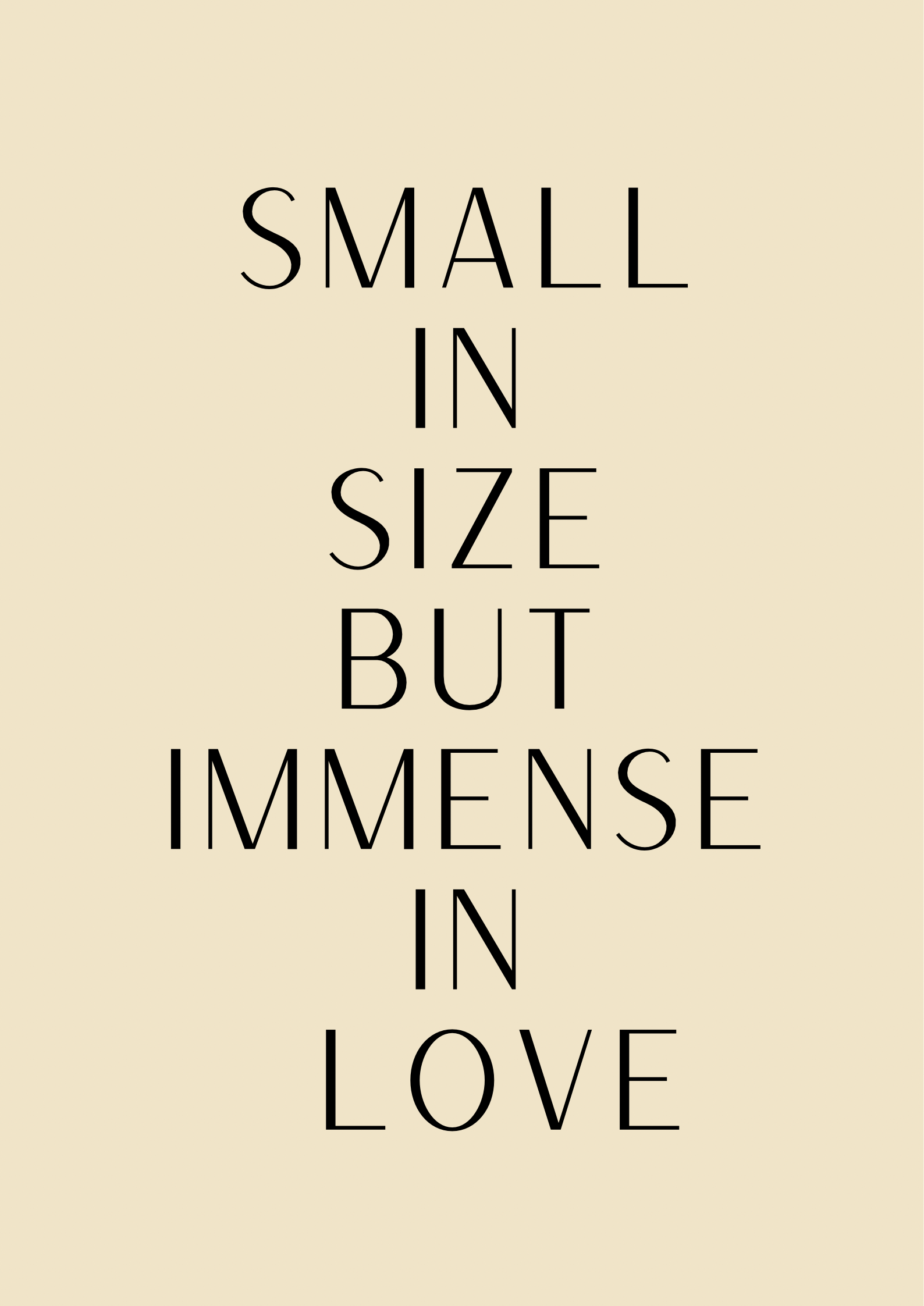 A complimentary second poster featuring the quote: “Small in size but immense in love”.