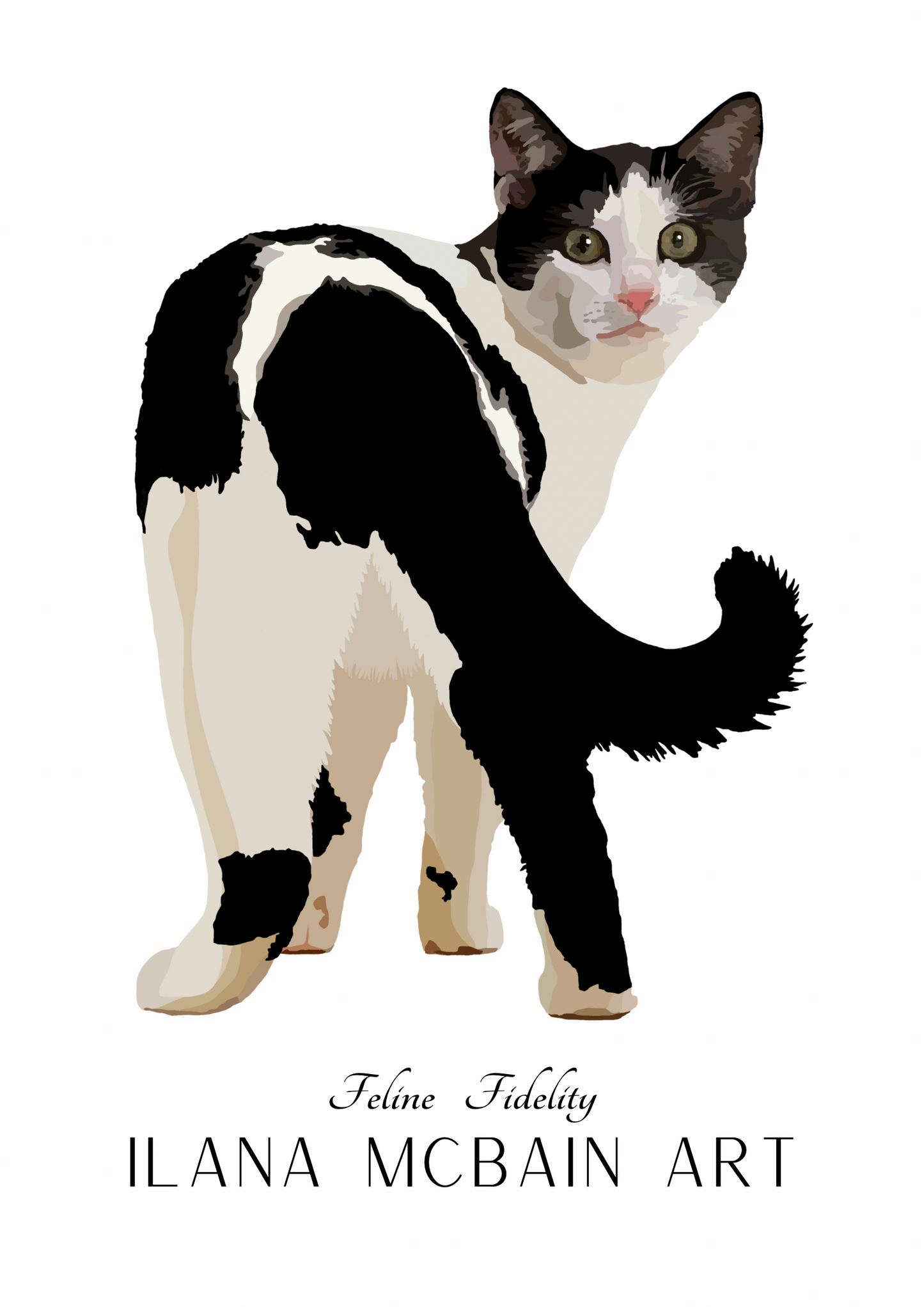 Modern art cat poster, original art by Ilana McBain on a White background.