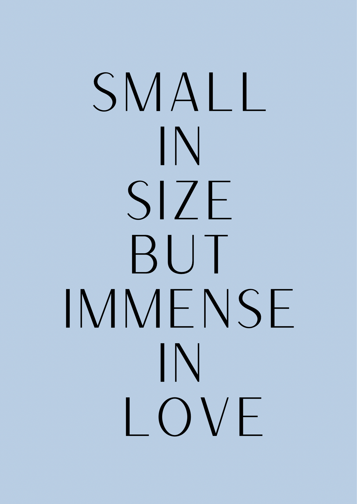 A complimentary second poster featuring the quote: “Small in size but immense in love”.