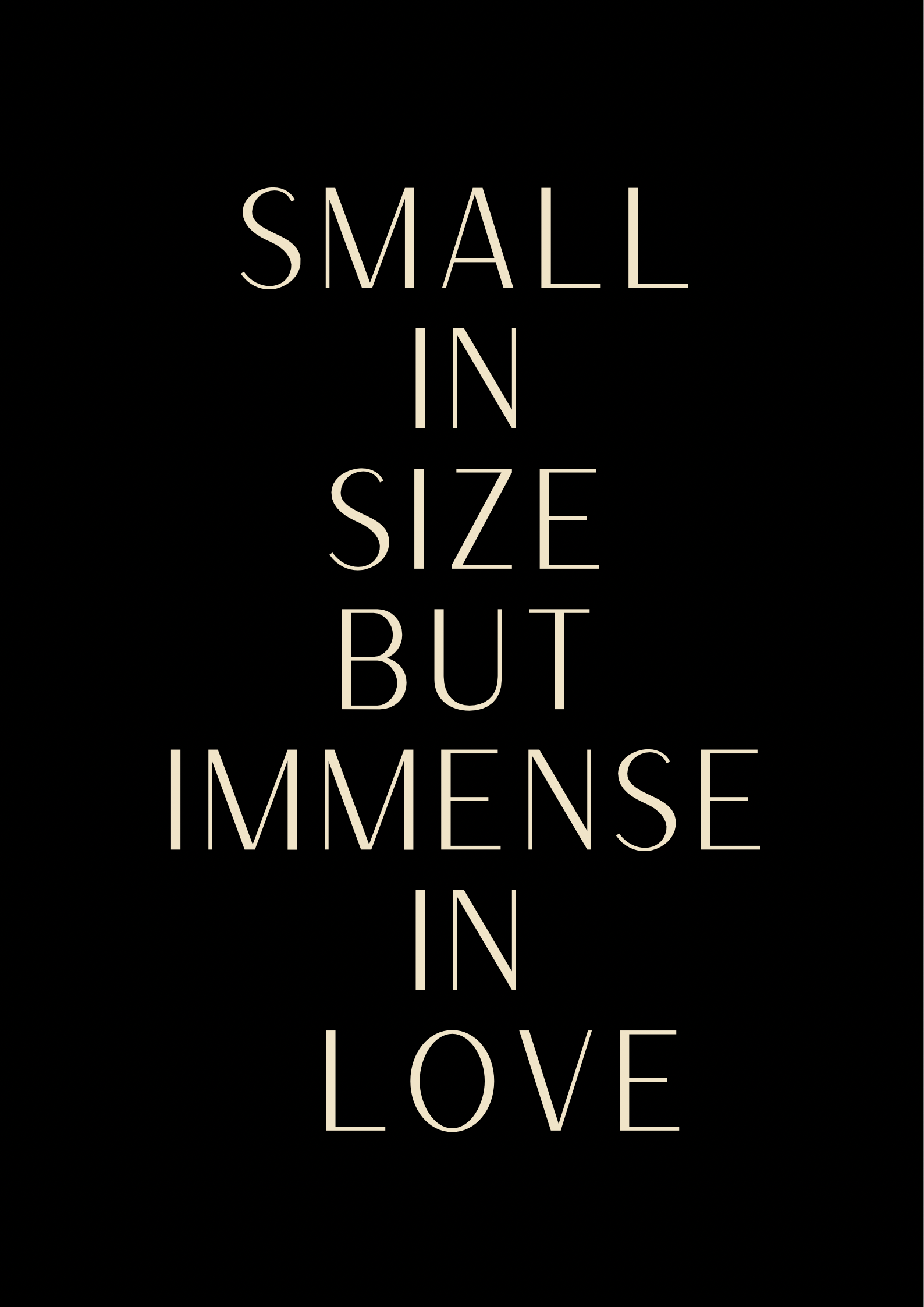 A complimentary second poster featuring the quote: “Small in size but immense in love”.