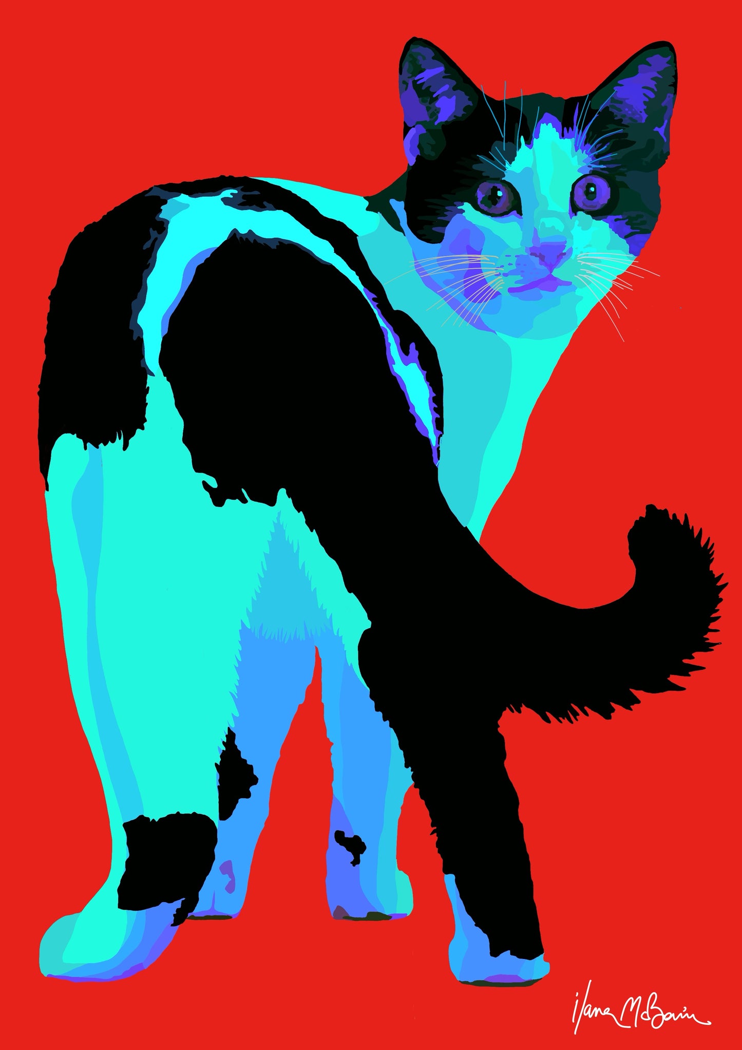 Feline Fidelity - Cat Art - Red - Contemporary Digital Pop Art