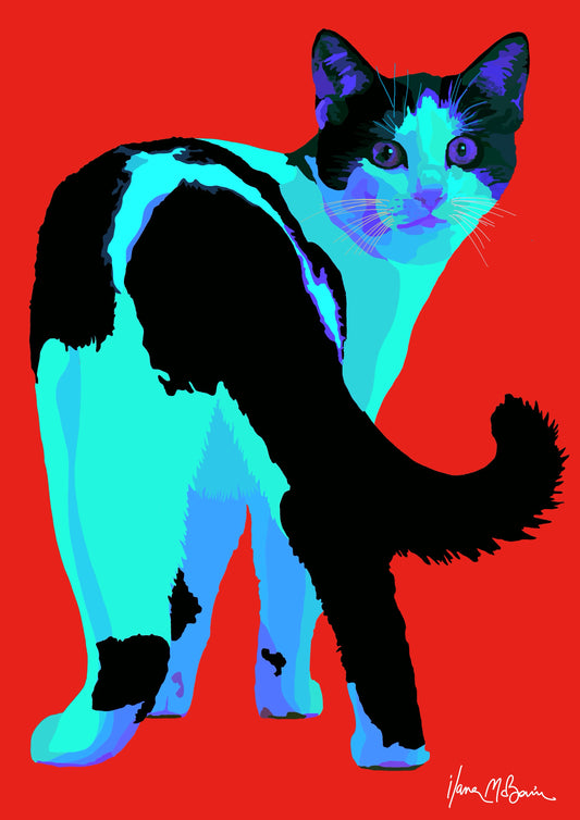 Feline Fidelity - Cat Art - Red - Contemporary Digital Pop Art