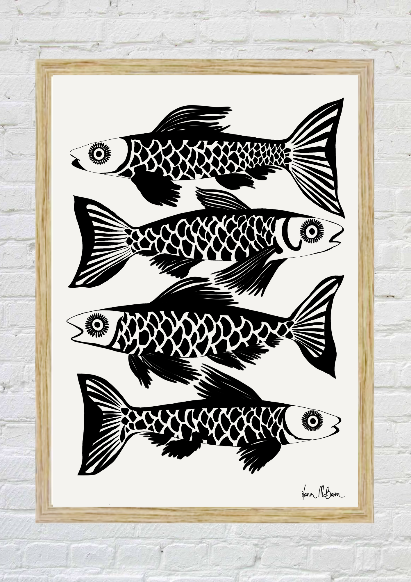 Opulent Currents - Fish Art Print - Black