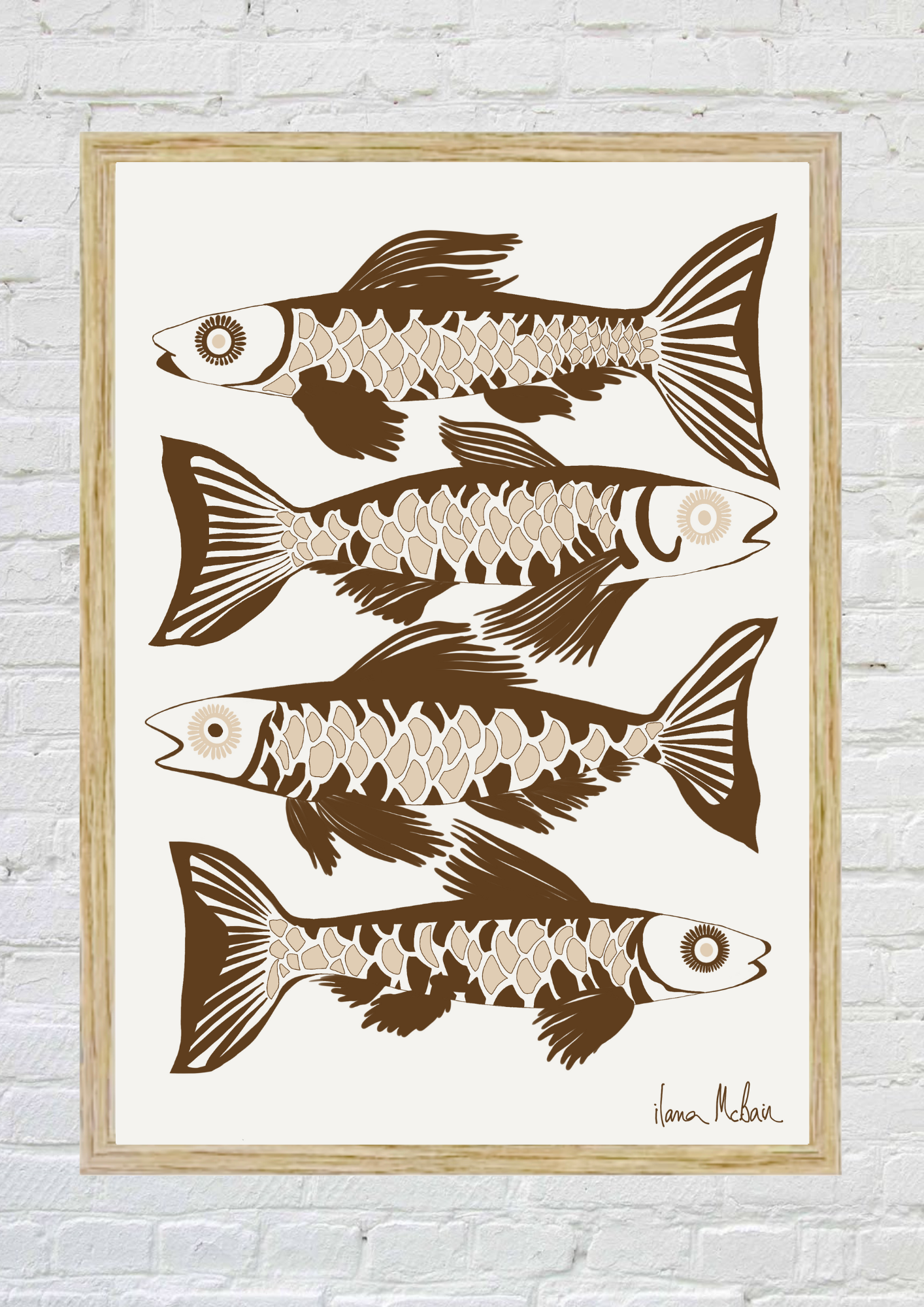 Opulent Currents - Fish Art Print - Mocha