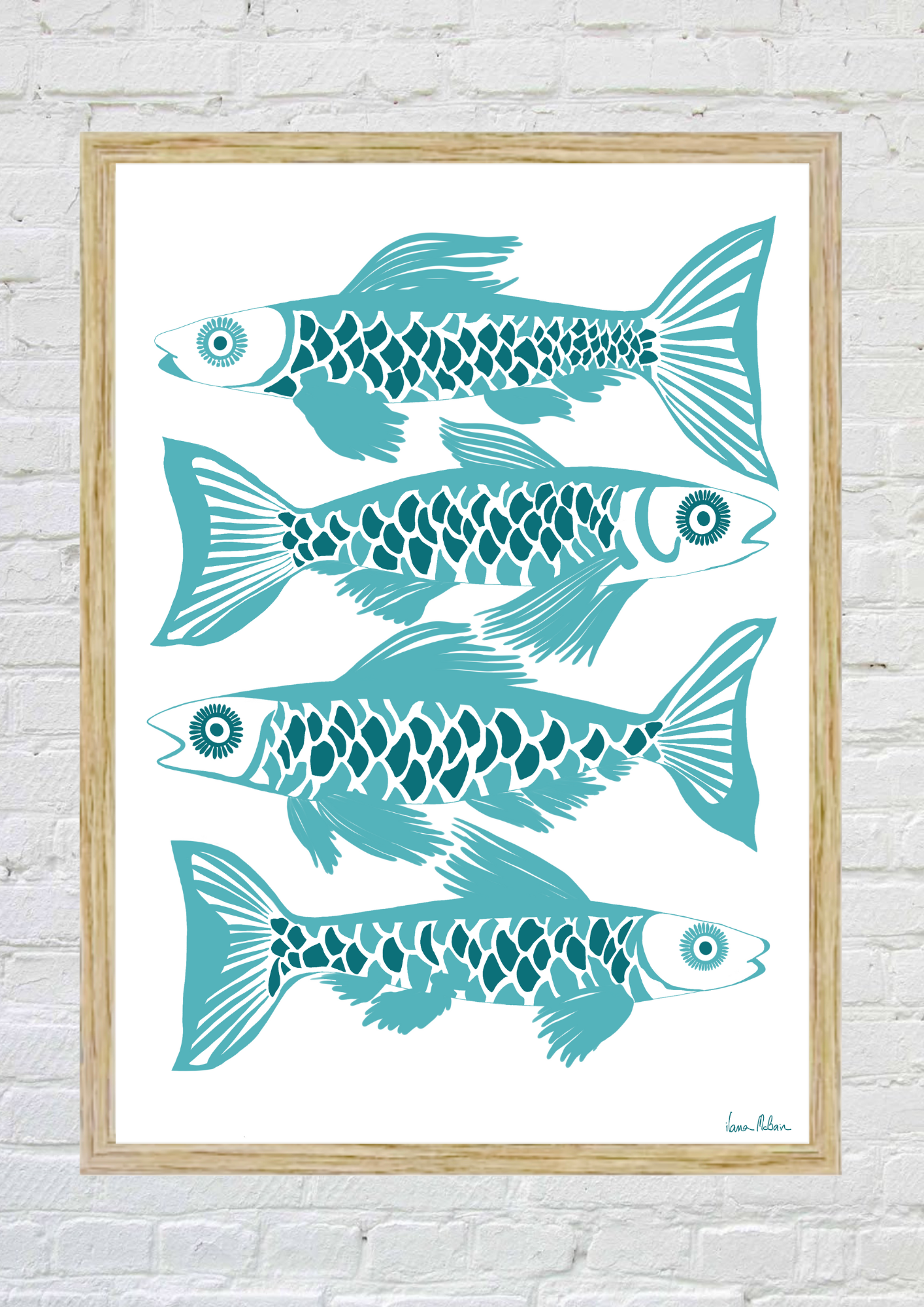 Opulent Currents - Fish Art Print - Teal