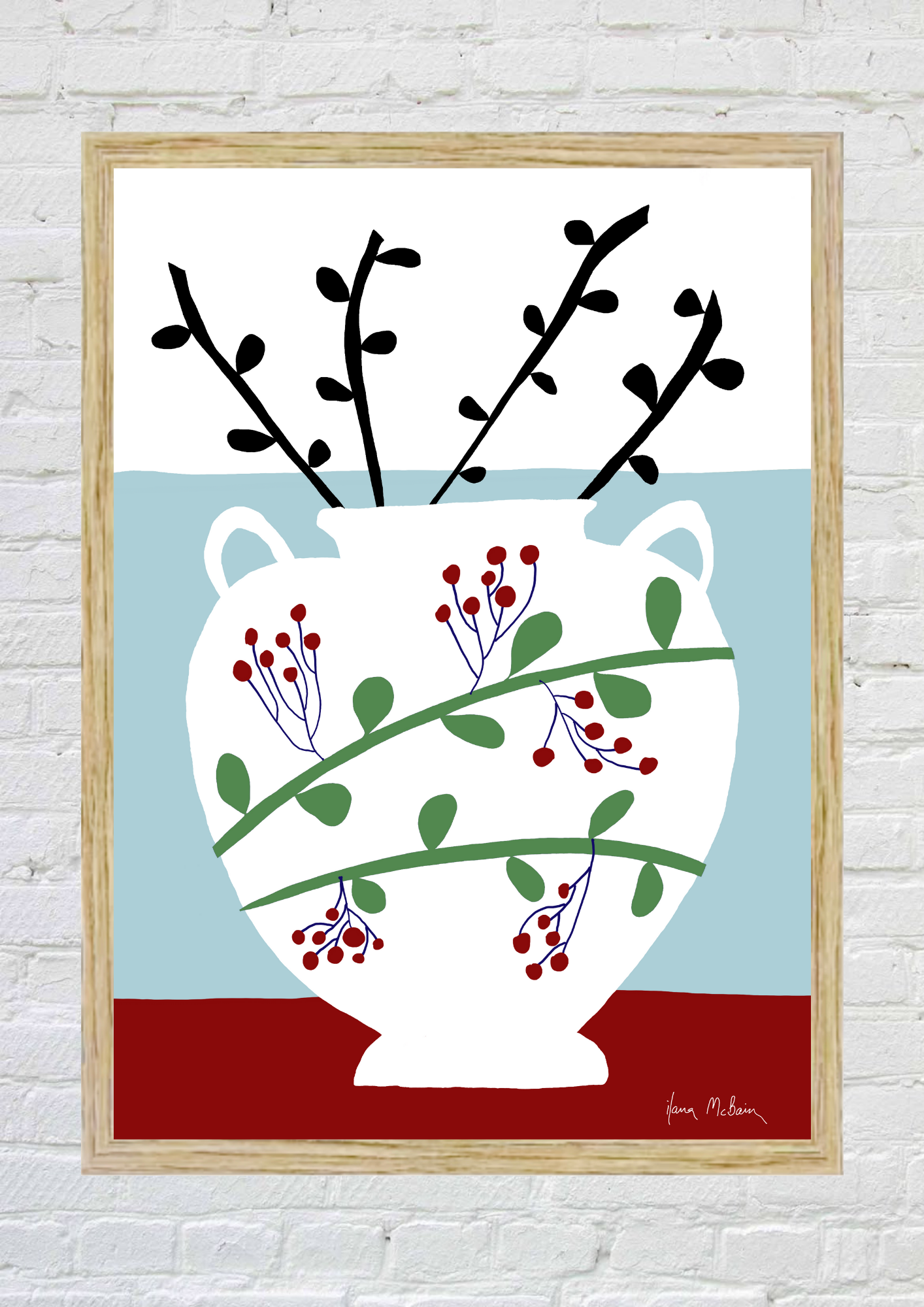 Elegance in a Vase – Flowers Print - A Quiet Story of Grace In a Birch Frame