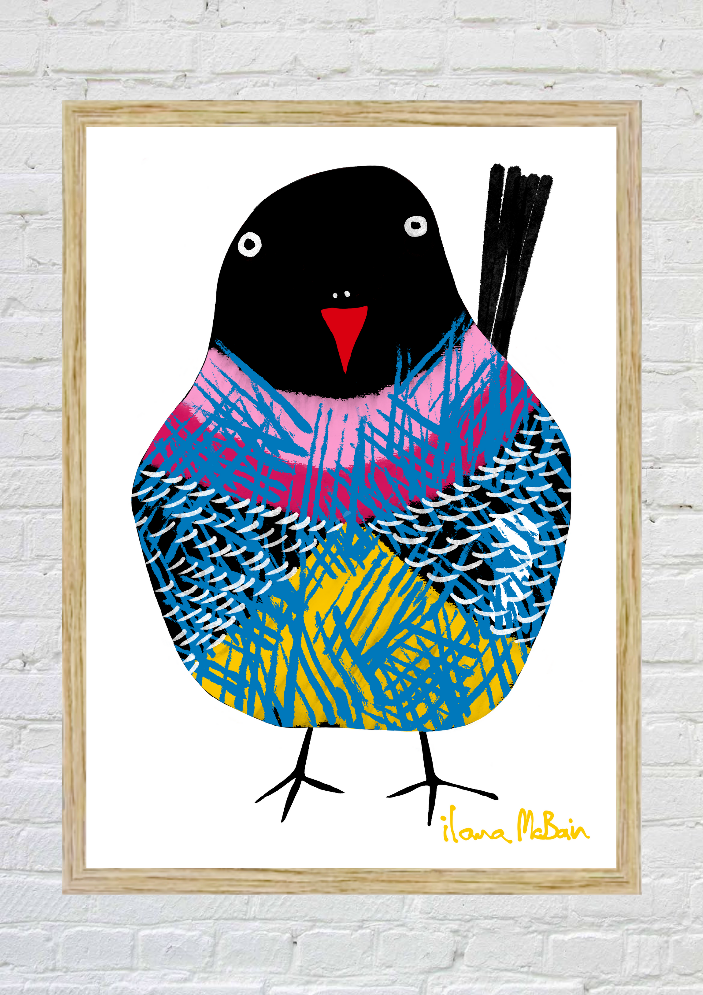 Ethereal Wings – Bird Art Print - The Bird Who Dared to Shine In a Birch Frame